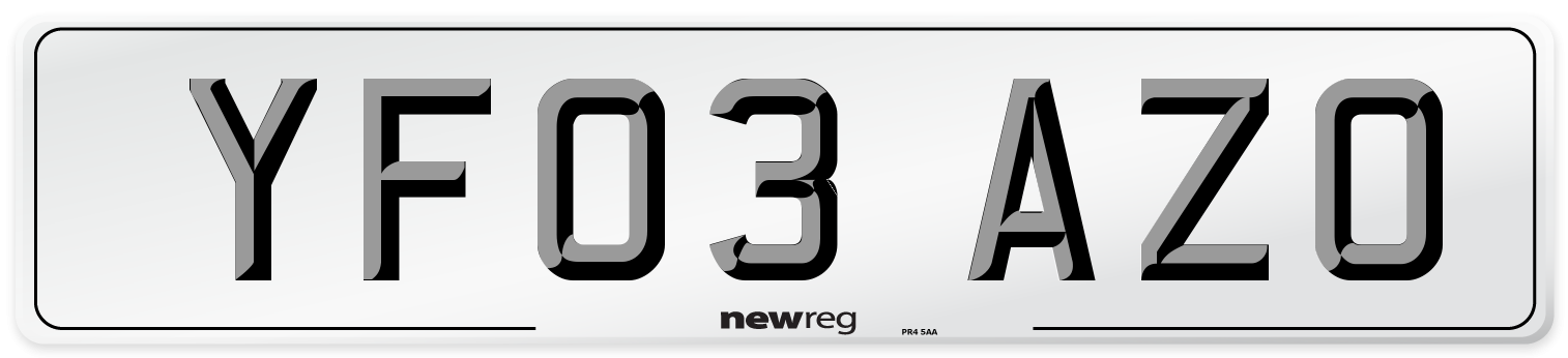 YF03 AZO Number Plate from New Reg